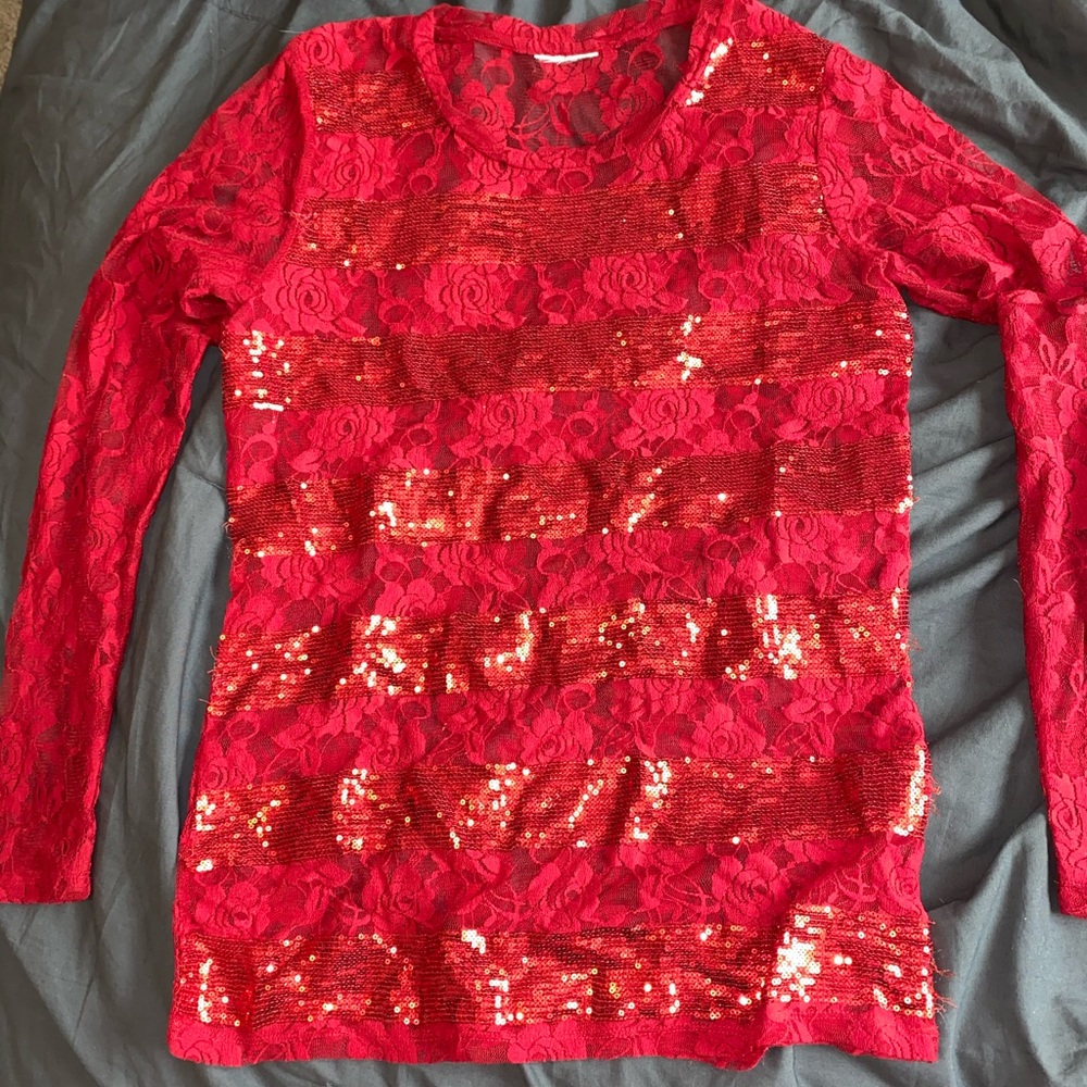 Red Sequin Long Sleeve